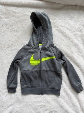 Nike Therma-Fit Gray Hoodie with Neon Swoosh